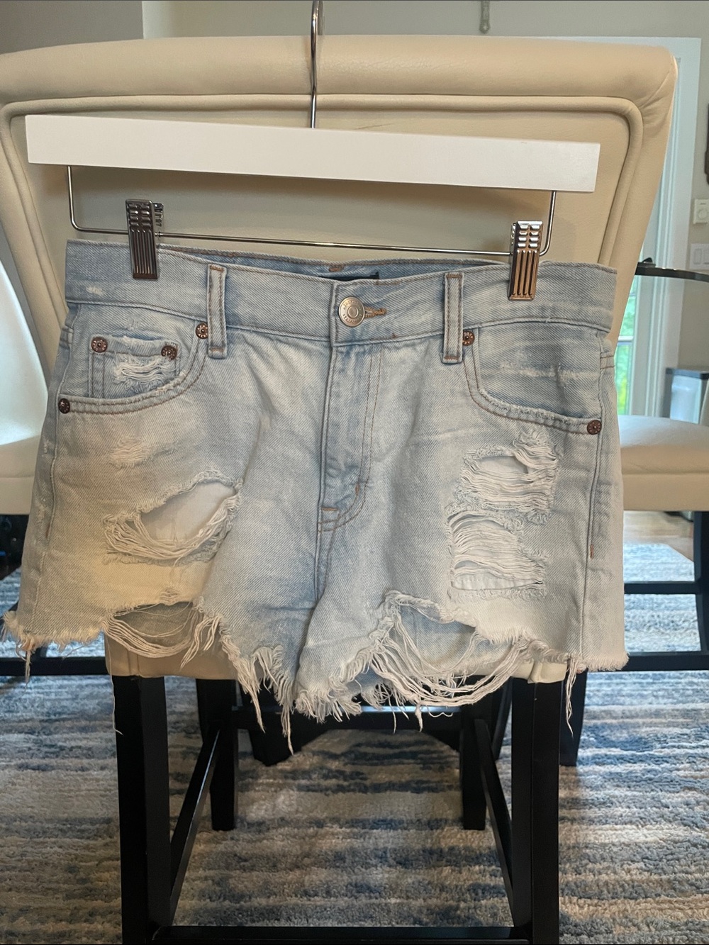 Aeropostale Light Blue Distressed Denim Cutoff Shorts